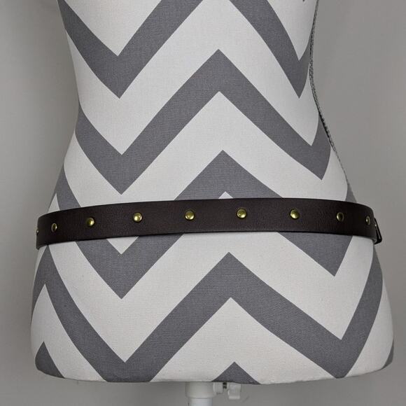 CABI Brown Leather Gold Tone Bridle Bit Studded Belt Size Medium - Picture 7 of 13